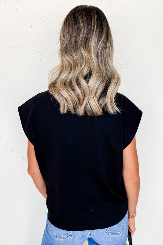 Black Casual Solid Short Sleeve Top with Metal Button Details Key Features