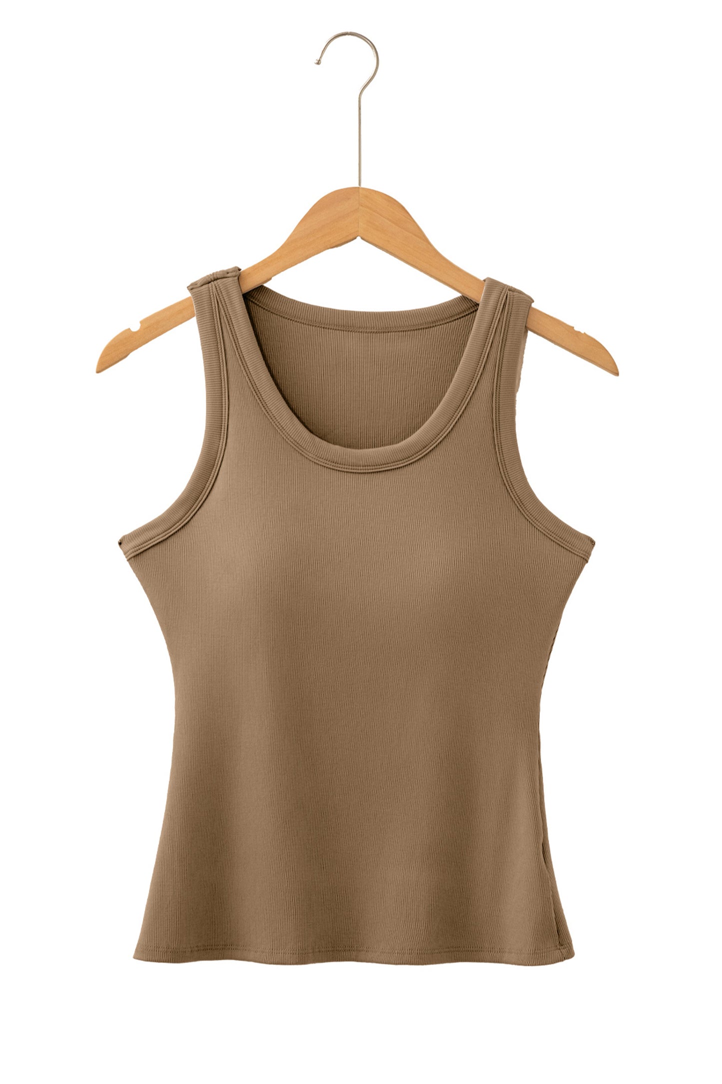 Black Slim Ribbed Padded Tank Top
