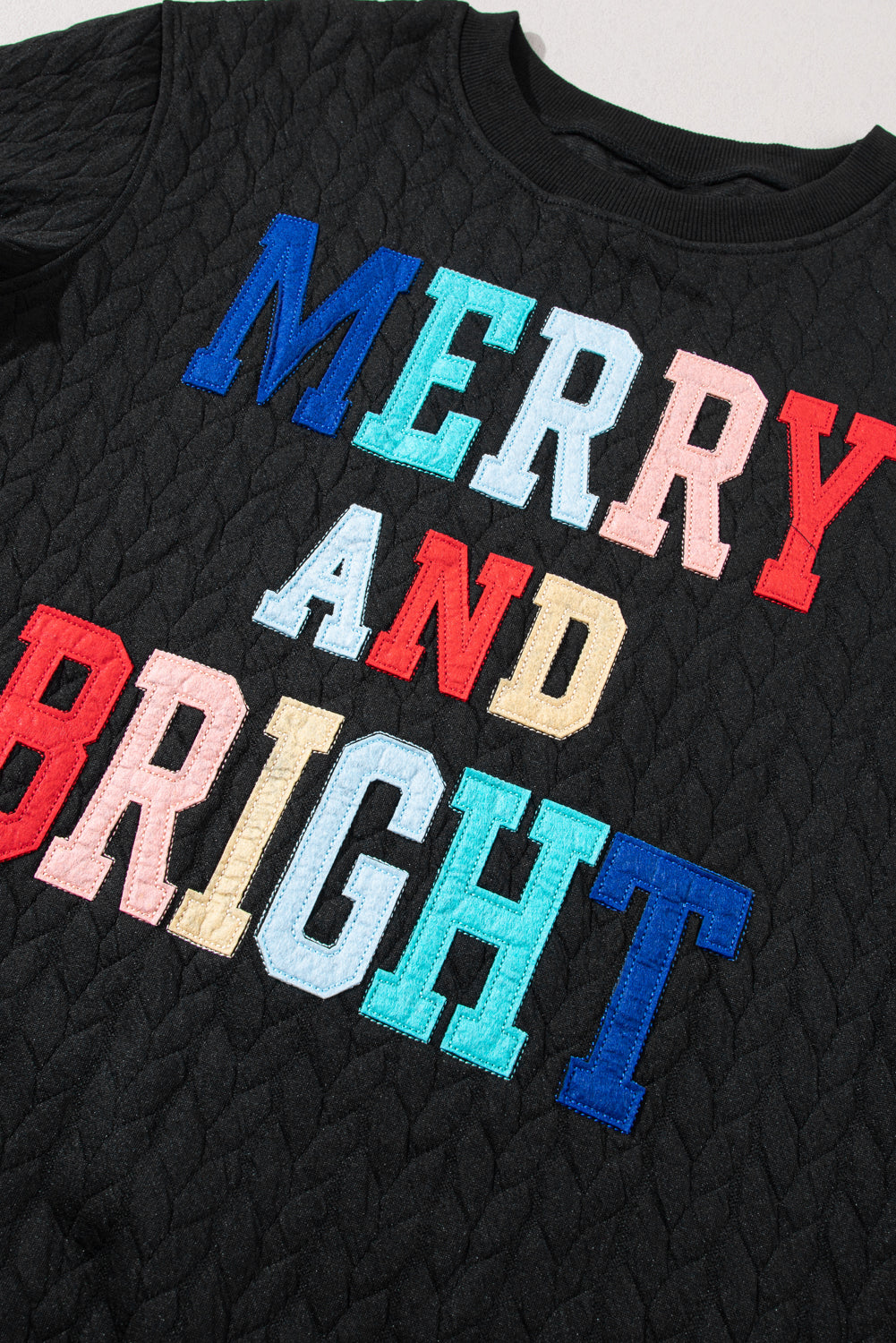 Black Merry And Bright Cable Knit Pullover Sweatshirt