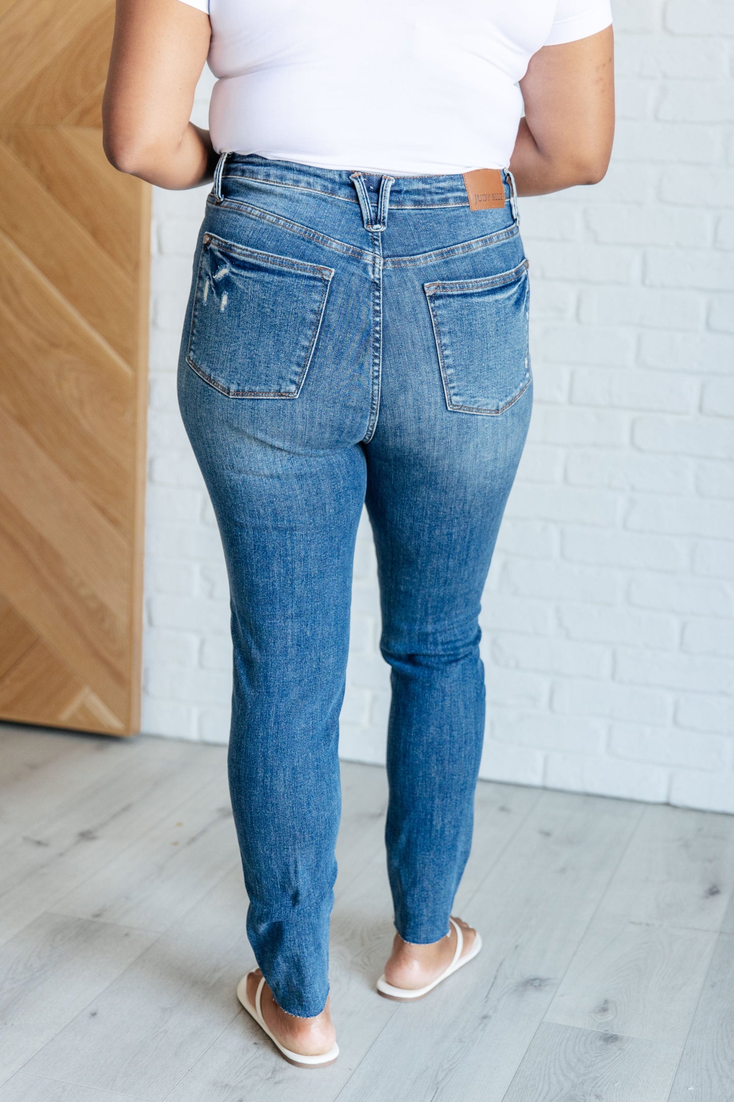 Judy Blue - Alba High Rise Control Top Distressed Hem Skinny Jeans