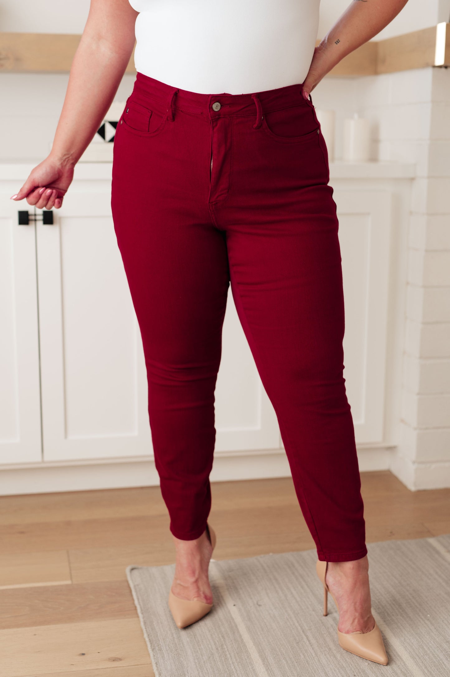 Judy Blue - Wanda High Rise Control Top Skinny Jeans Scarlet