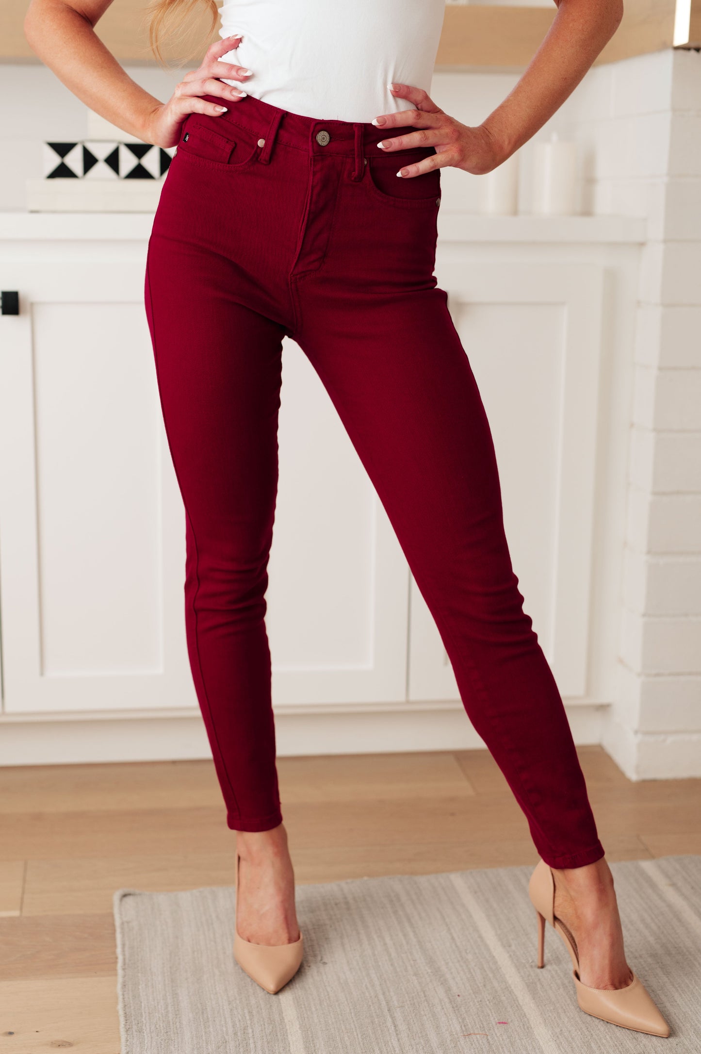 Judy Blue - Wanda High Rise Control Top Skinny Jeans Scarlet