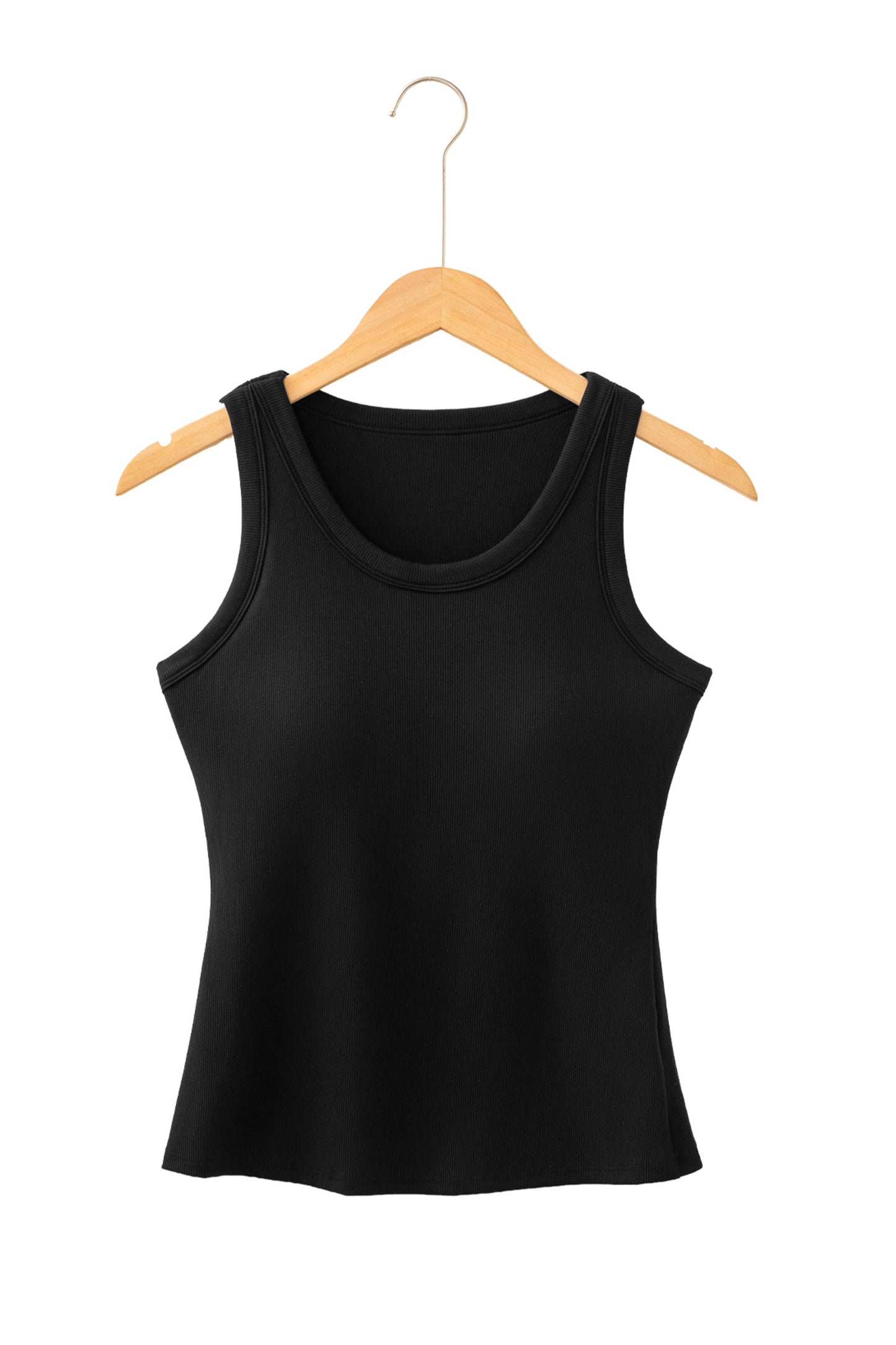 Black Slim Ribbed Padded Tank Top