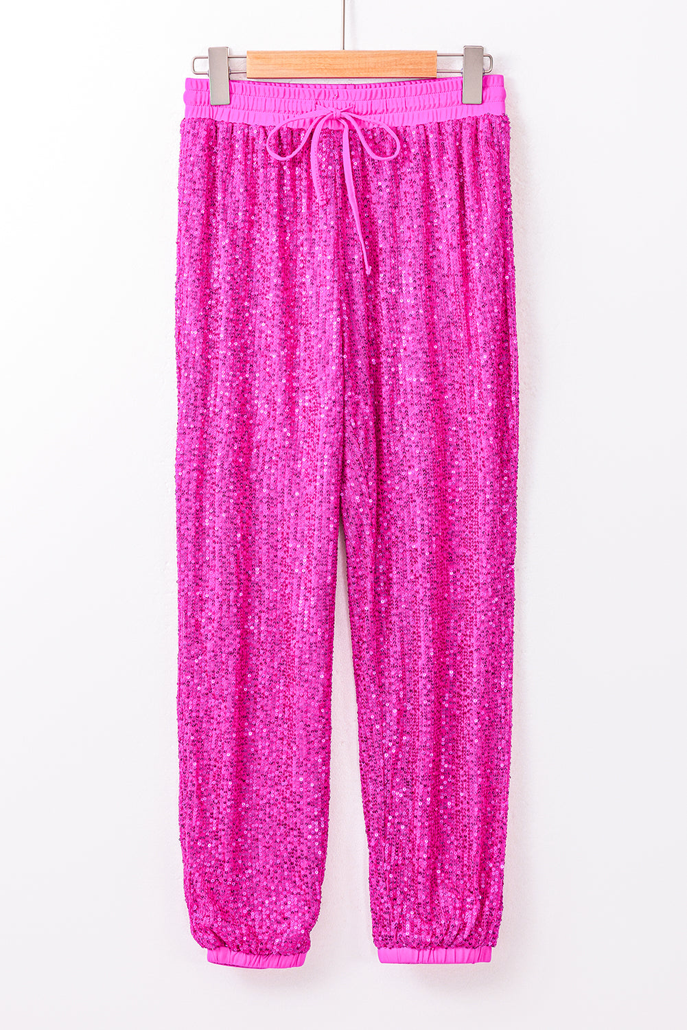 Rose Tie High Waist Sequin Jogger Pants