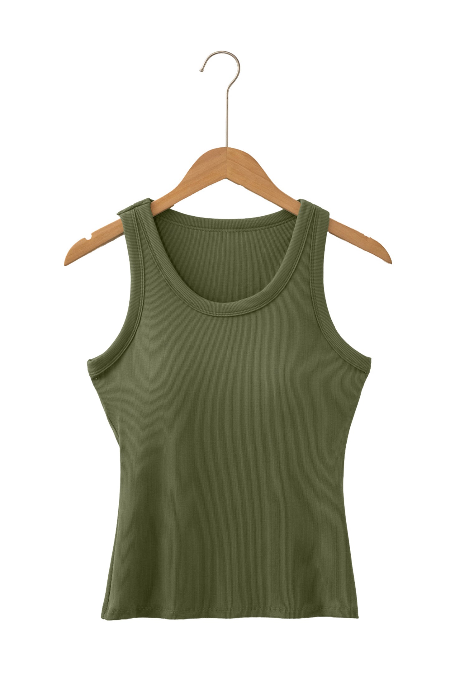 Black Slim Ribbed Padded Tank Top