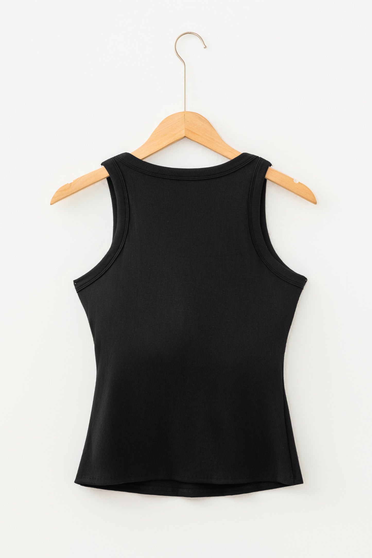 Black Slim Ribbed Padded Tank Top