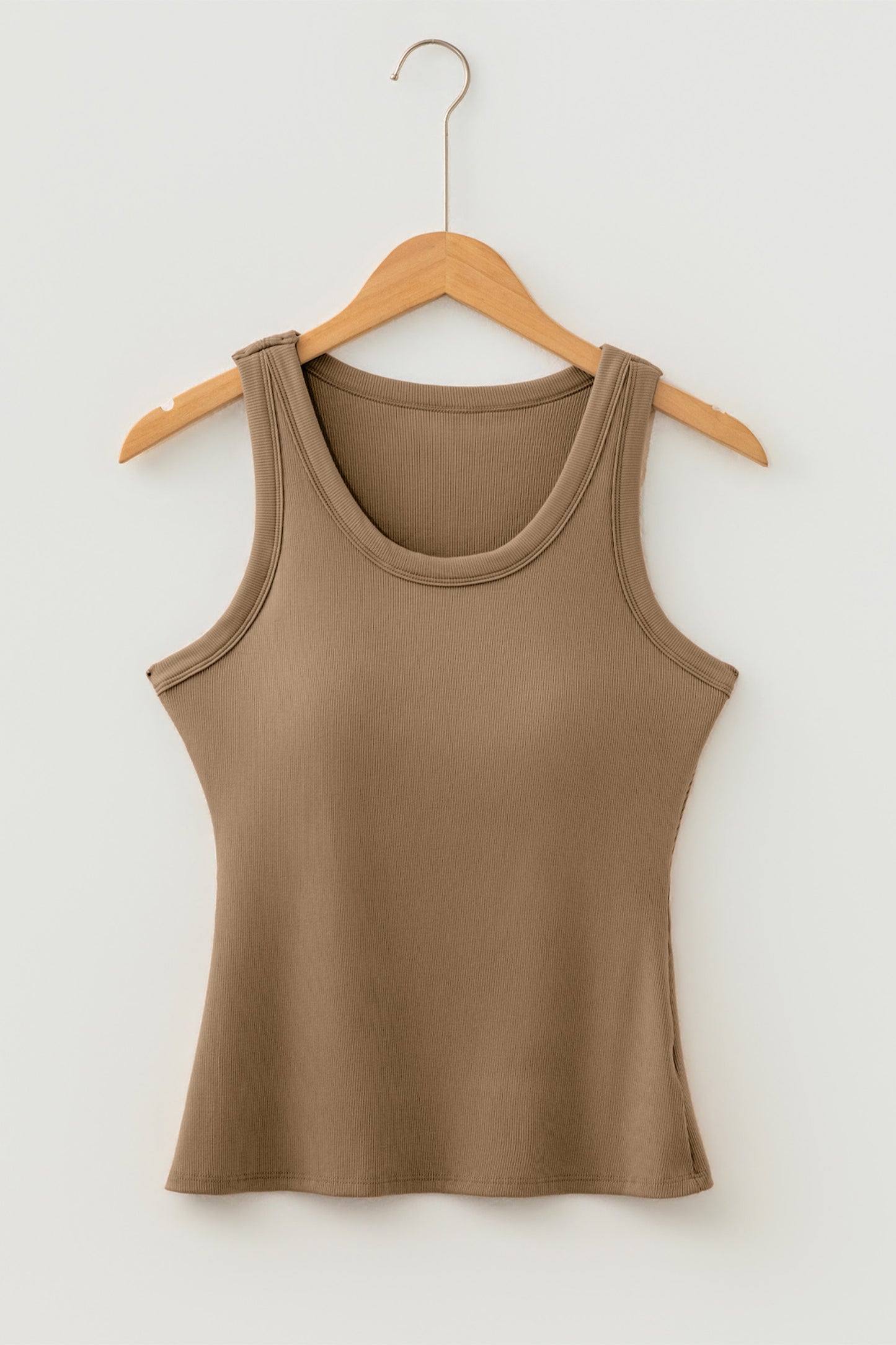 Black Slim Ribbed Padded Tank Top